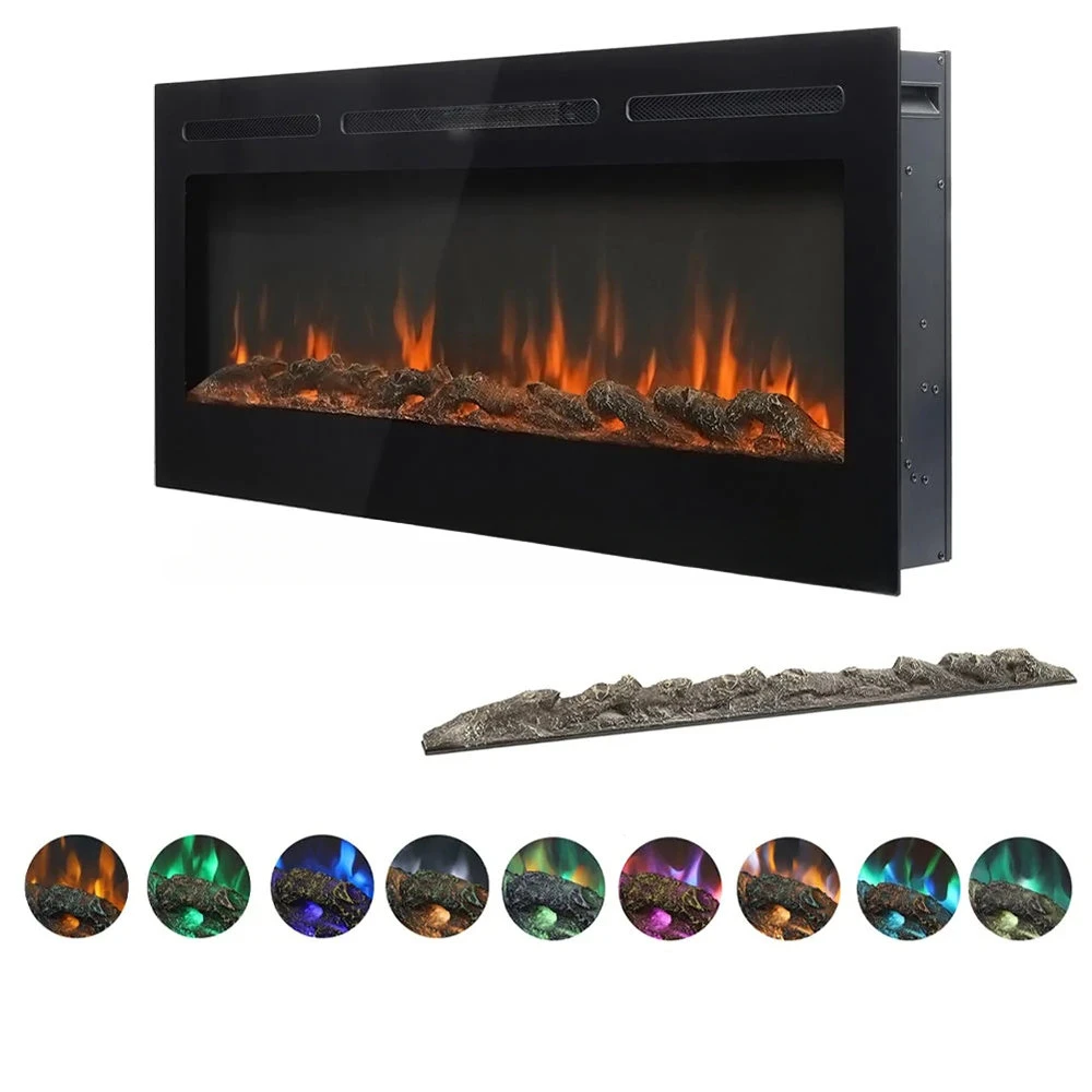 Living Room Electric Fireplace Decorative Wood 3d Indoor Mounted Home Heating Fire Prevention Hidden Wall  with Remote Control