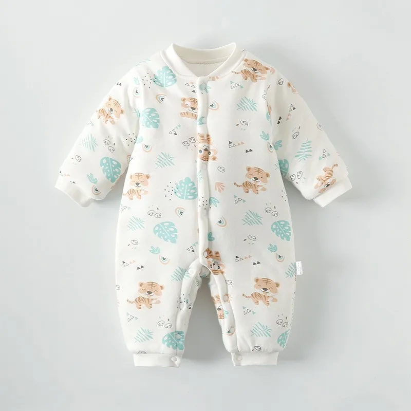 Autumn Winter Thickened Thin Padded 100% Cotton Baby Romper Warm Crawling Jumpsuit For Newborn Infant