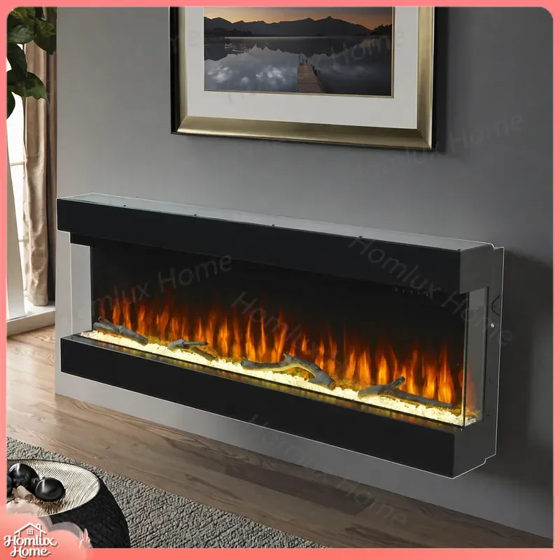 1500W Wall Mounted Fireplace Heater with Convection Heating Built-in Frame for Living Room Bedroom Hotel Office Home