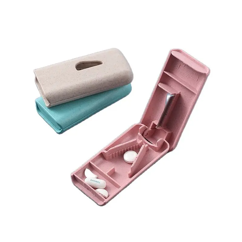 Pill Box Vitamin Medicine Case Tablet Cutter Splitter Pill Case Mini Useful Portable Storage Box Pill Tablet Pill Cutter Divider