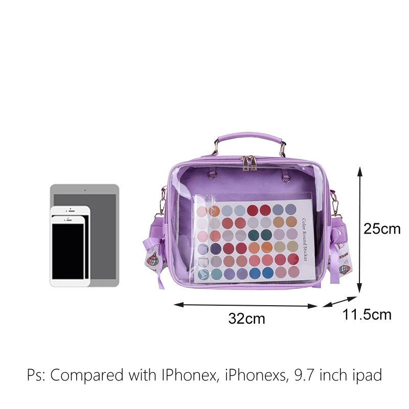 New Black Ita Bag Cute Backpack Girls Clear Front Pocket Transparent Rucksack Sweet Ita Shoulder Bag Women Jelly Itabag Bagpack