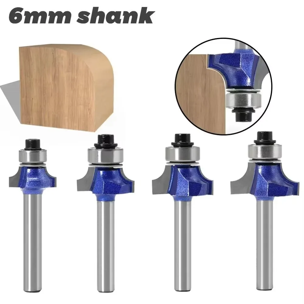 1PC 6MM Shank Milling Cutter Wood Carving Corner Round Professional Level Over Router Bit With Bearing For Woodworking Carbide