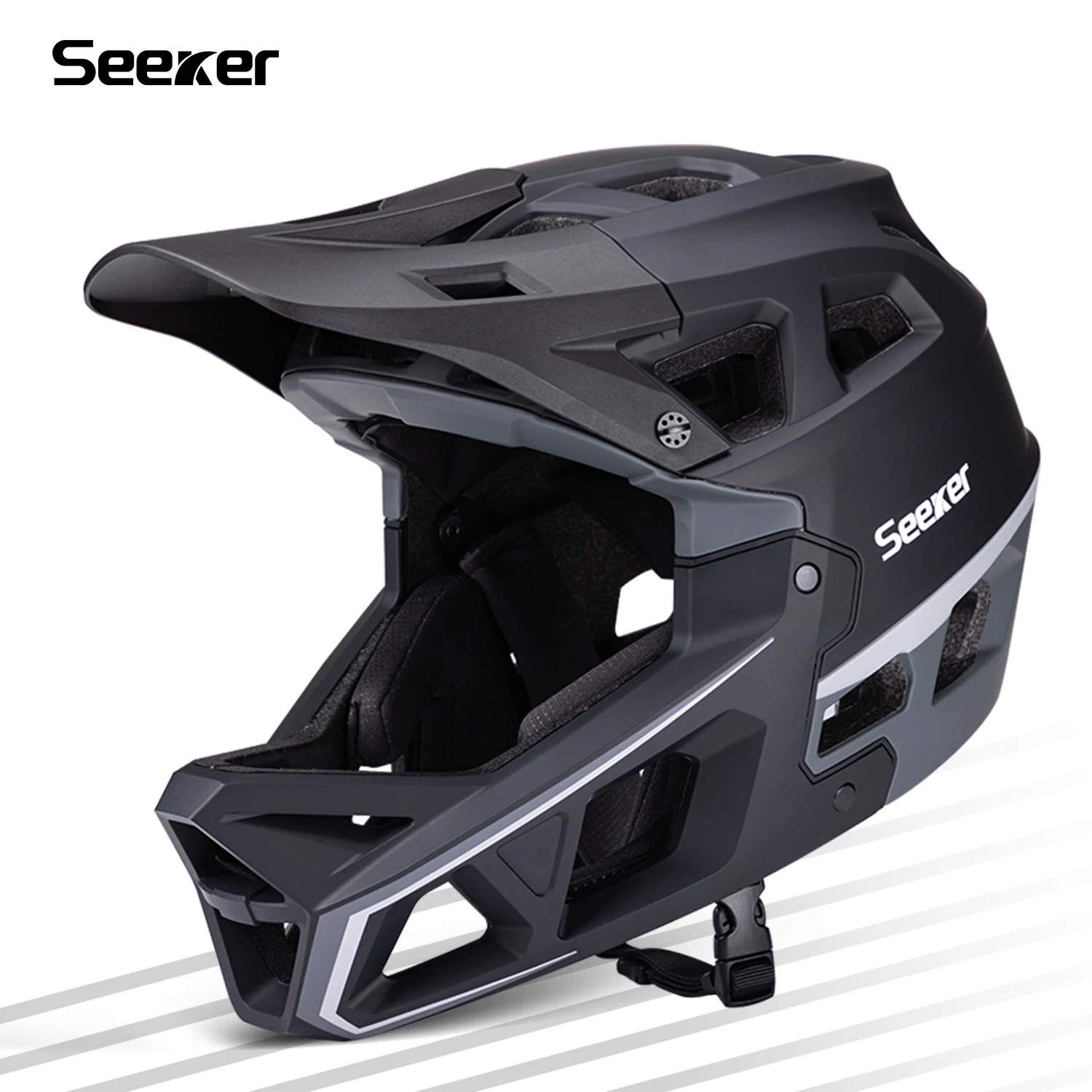 Seeker Fahrradhelm Cross-Country Vollgesichts-Mountainbike-Helm Leichtgewichtiger Stoßfester Downhill-Helm Fahrrad-Reithelm