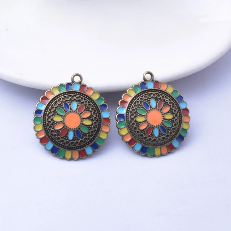 10pcs/lot 27*30mm  Vintage Ancient bronze Enamelled  Alloy Charms Ear Pendant DIY  Jewelry Earrings