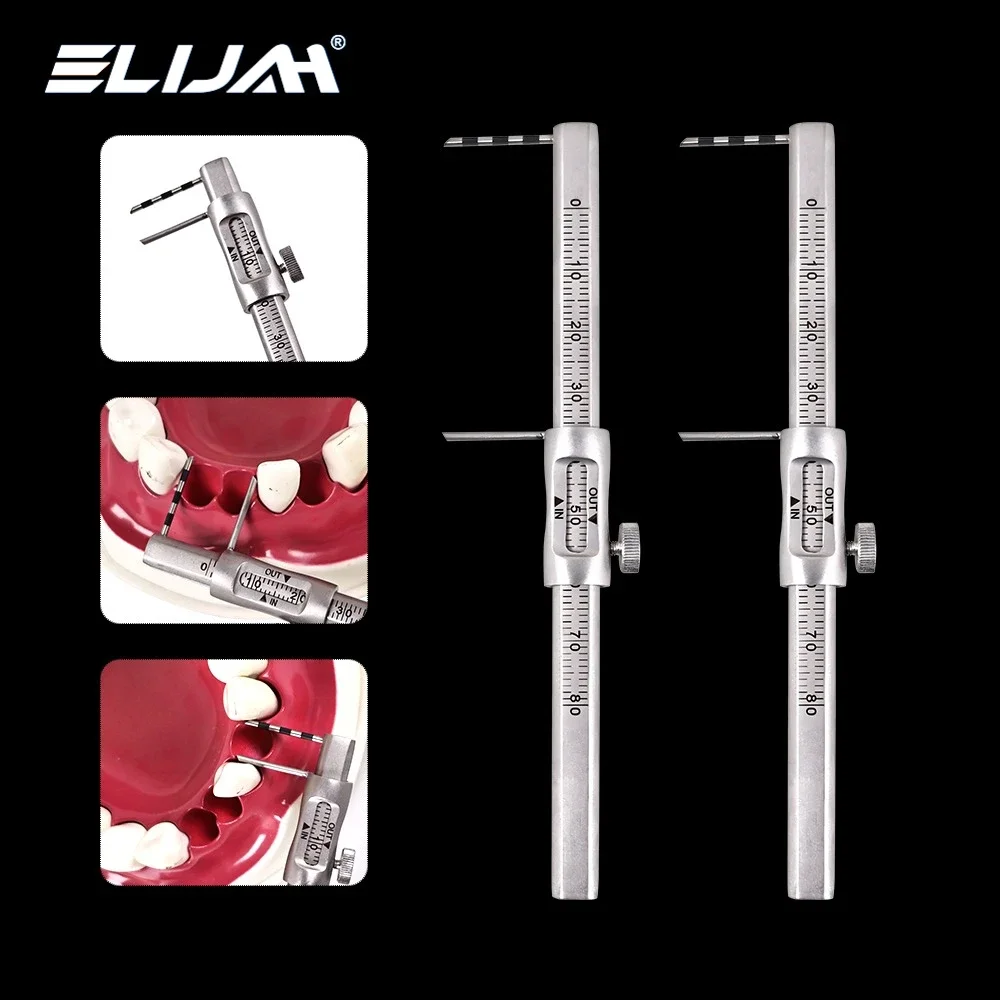 

ELIJAH Dental Caliper Dentistry Implant Measuring Gauge Ruler Double Scale Round 0-80mm Dentist Measuring Instrument