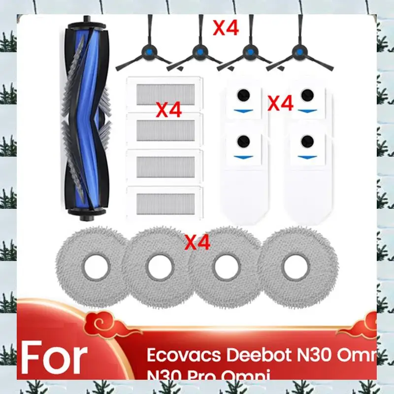

ABLG 17PCS For Ecovacs Deebot N30 OMNI / N30 PRO OMNI Vacuum Cleaner Accessories Roller Side Brush Filter Mop Cloth Dust Bag