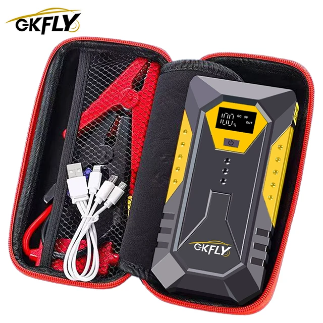 GKFLY 3000A/4000A Auto Startkabels met Grote Powerbank, Accu Booster 12V Auto Startapparaat voor Benzine 6.0L Diesel 5.0L