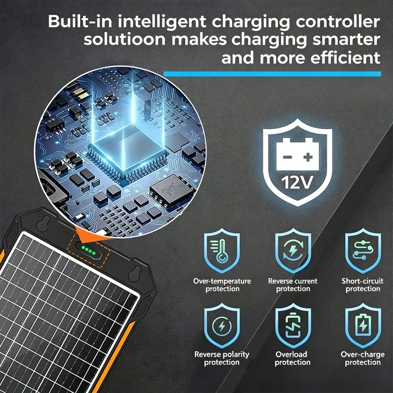 12W Monocrystalline Silicon Solar Panel Car Charger for Car Battery Trickle Charger 12V-18V Outdoor Power Supply Power Generator - view 4
