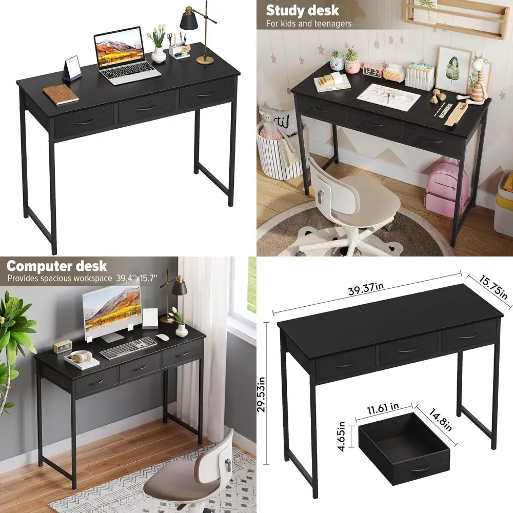 

Современный письменный стол с ящиками, 39,3-дюймовый письменный стол для домашнего офиса для спальни, комнатных помещений, современная рабочая станция для малышей