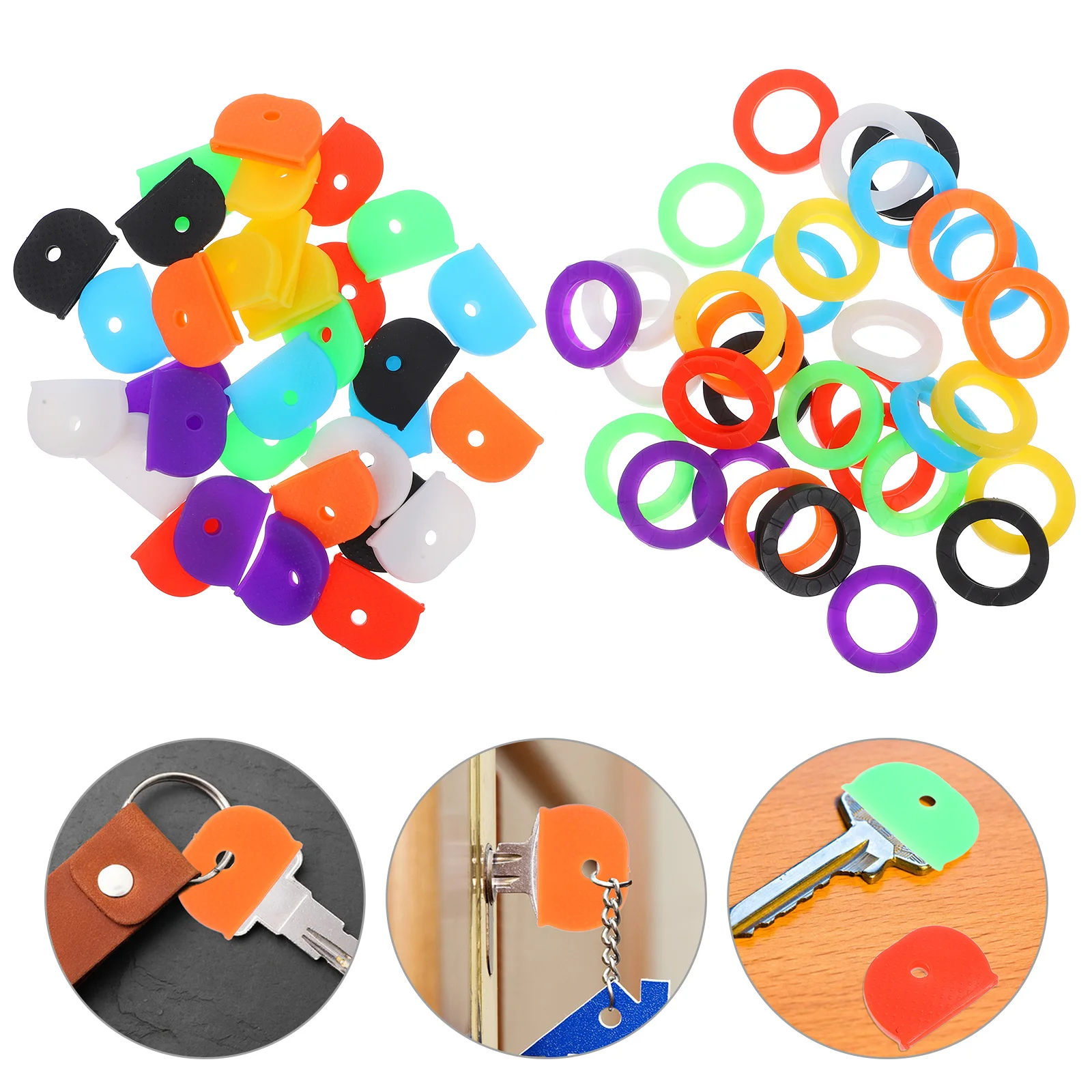

64Pcs Silicone Key Caps Elastic Multi Color Key Covers Protective Sleeve Identifiers for Home Car Keys Sleeve Identifiers Keys