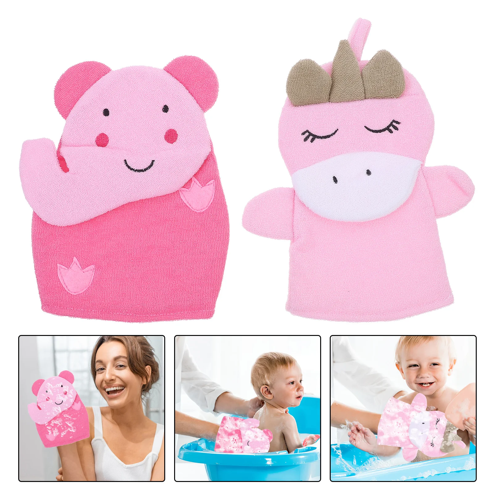 2 قطعة قفازات التقشير الكرتون نمط دش الجسم تنظيف ميت الاستحمام لوازم الرعاية العميقة قفازات الاستحمام