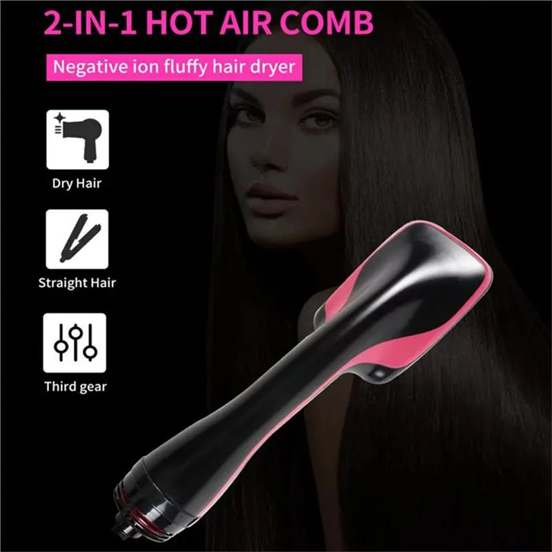 [HOT!A24R】 Hot Air Com Dryer Brush Negative Hair Styler EU Plug