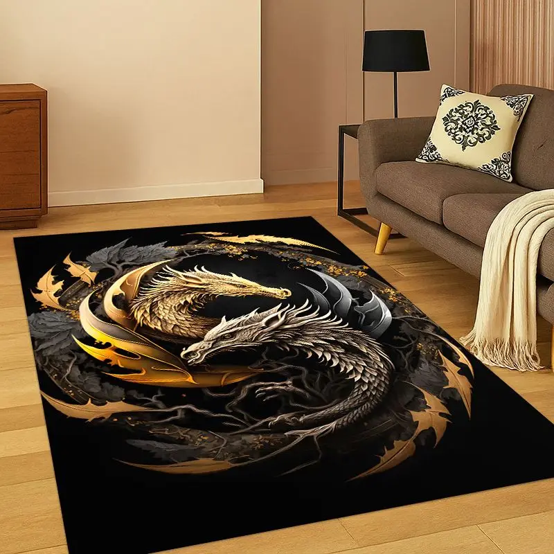 Yin Yang Symbol Chinese Tai Chi Carpet Rug for Bedroom Living Room Sofa Playroom Doormat Home Decor, Game Area Rug Non-slip