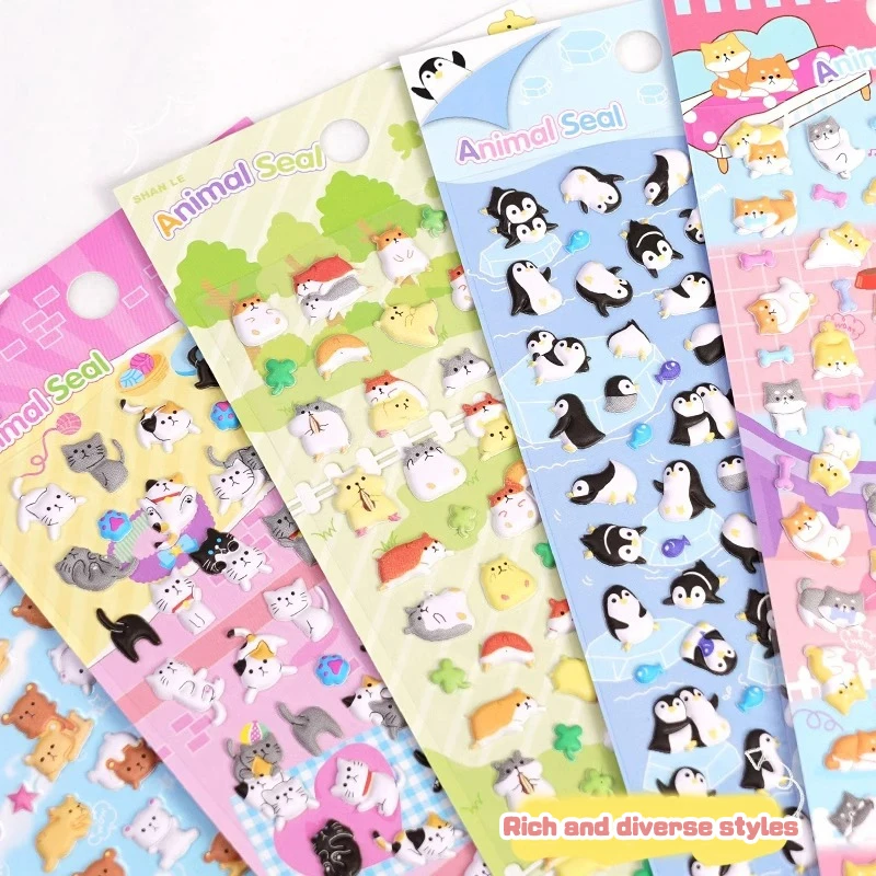 Kawaii Cute Small Foam 3D Decorative Animal Stickers Cartoon DIY Diary Album Sticks Label Notebook Phone Camera Decor Stickers