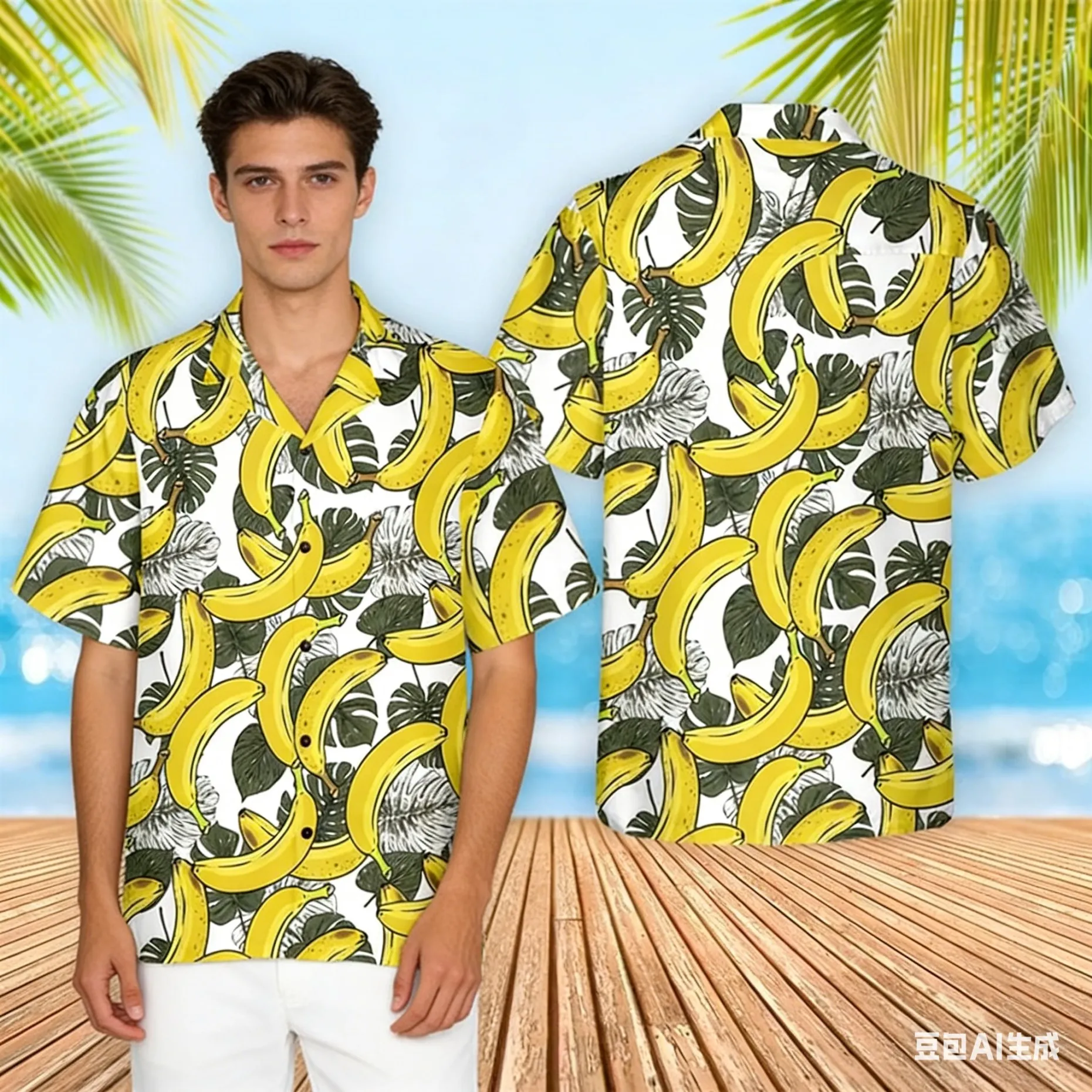

Hawaiian Shirt Men's Tropical Banana Leaf graphic 3D Print Casual Short Sleeve Button Beach Shirt Vacation harajuku Aloha Shirt