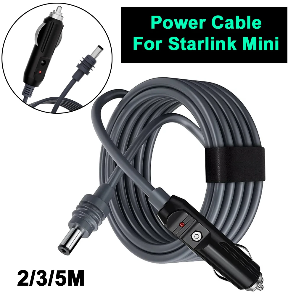 2 متر/3 متر/5 متر ل Starlink Mini تيار مستمر كابل الطاقة شاحن سيارة مهايئ منفذ 18AWG سلك في الهواء الطلق مقاوم للماء التوصيل والتشغيل