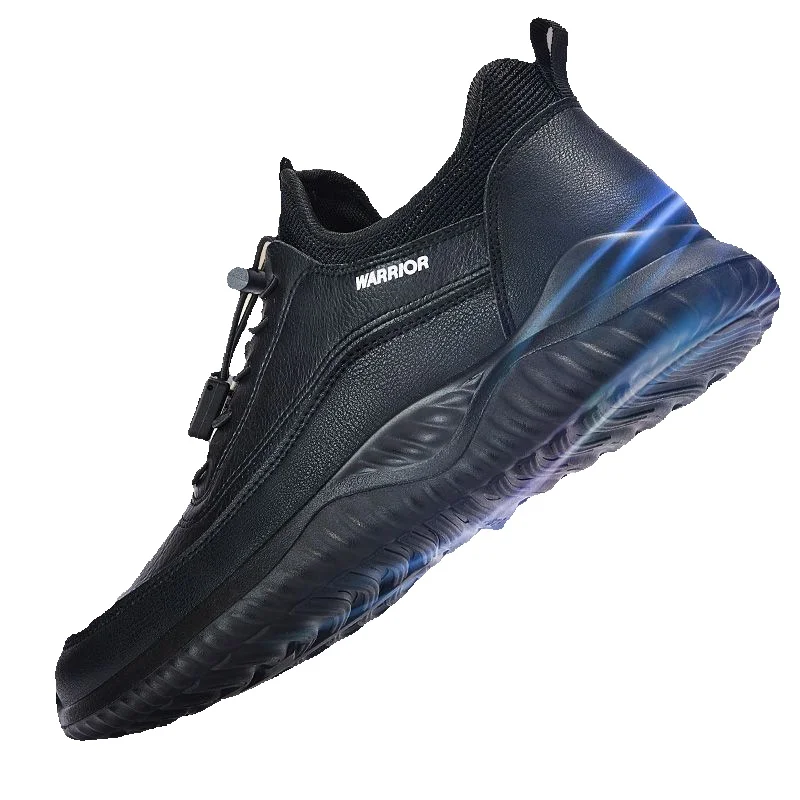 Huili Men's Casual Leather Shoes, 2026 Spring New Trendy Leather Waterproof Sneakers, Black Casual Shoes_vogvips.com