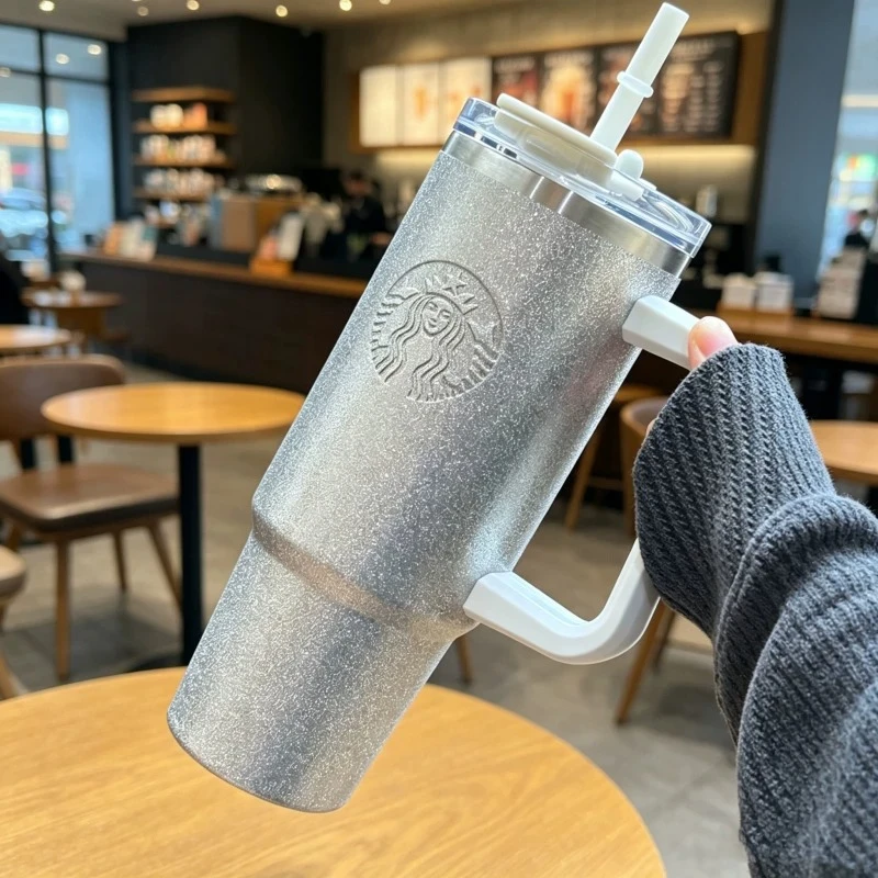 Taza Térmica de Viaje Starbucks de 900 ml, Diseño de Tapa con Pajita Antiderrames y Asa Ancha, Taza de Larga Retención de Calor y Frío para Auto y Lugar de Trabajo