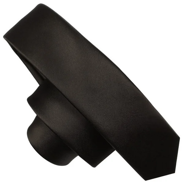 

Black Satin Men Necktie Pure Color Slim Narrow Skinny Tie Office Formal Wear 145x5cm Simple Fashion Gift for Male Friends