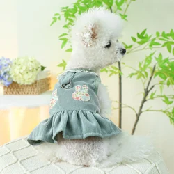 1PC Pet Clothing Cat Spring/Summer Thin Rabbit Chest Back Skirt Green Princess Skirt Suitable for Small and Medium sized Dogs