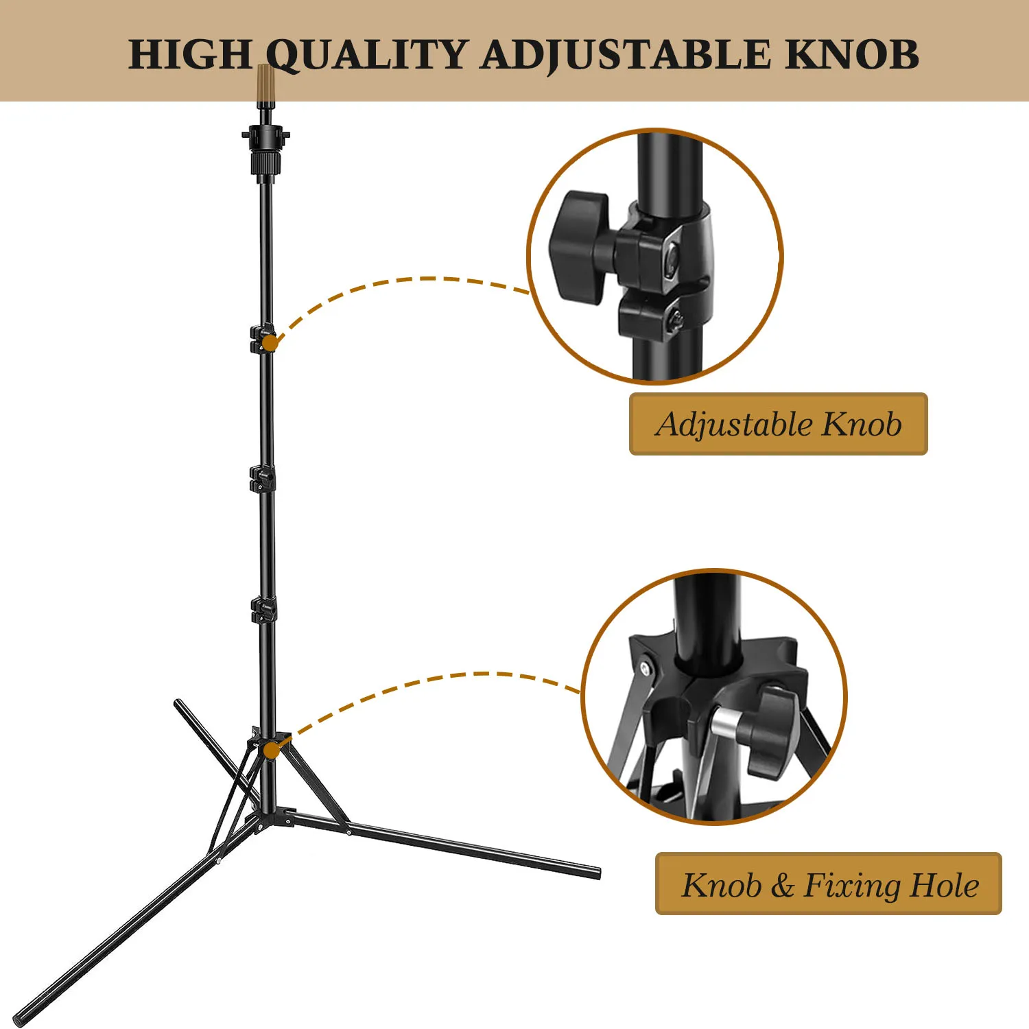 150cm Wig Stand Tripod Mannequin Head Stand, Adjustable Holder for Cosmetology Hairdressing Training