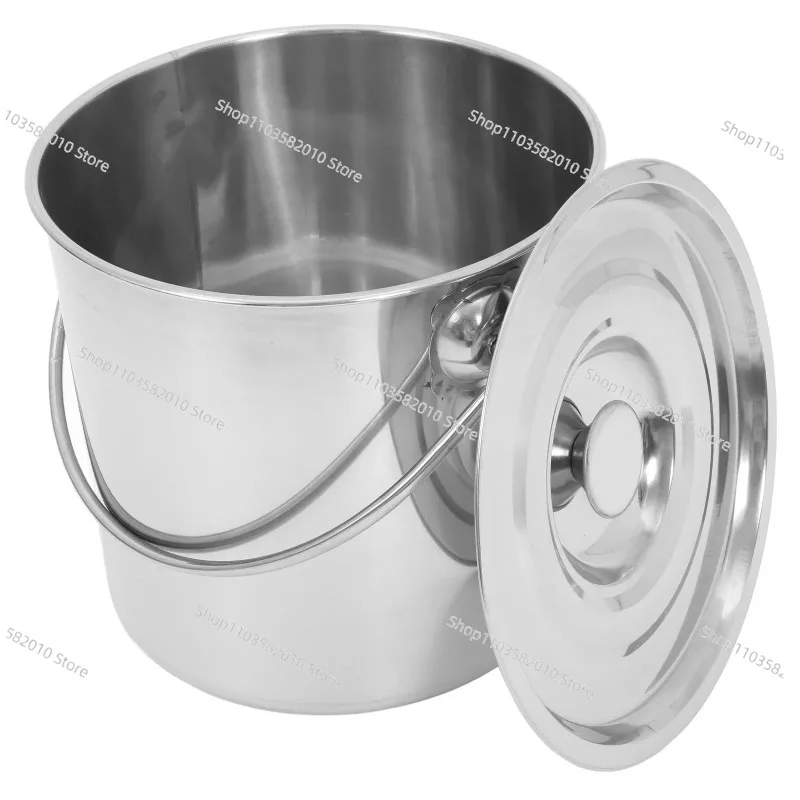 

12L Stainless Steel Bucket with Lid & Handle - Large Capacity for Rice, Dog Food & Water Storage