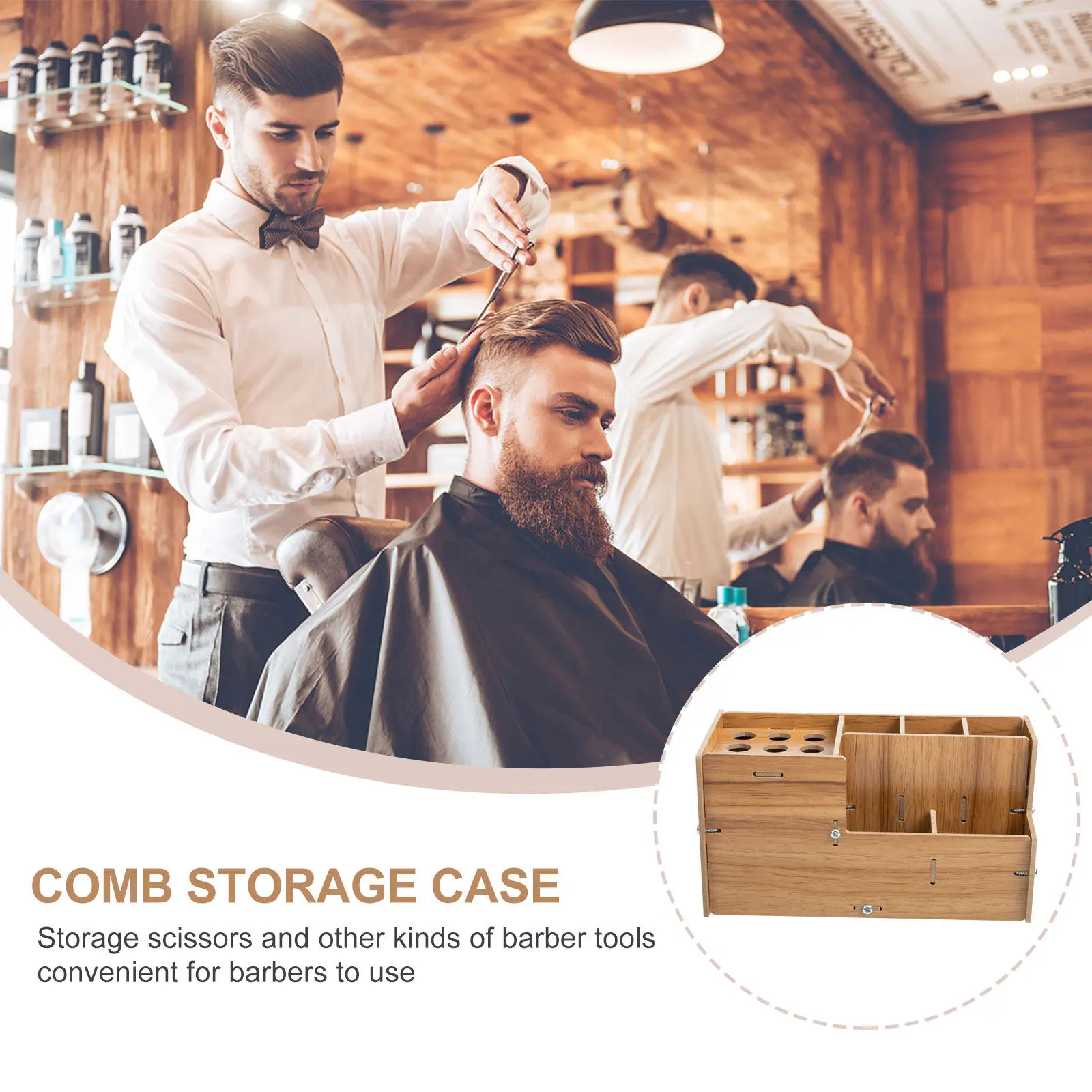 Multifunctional Wooden Hair Salon Supplies Storage Box for Scissors Combs Brushes Barbershop Tool Organizer Hairdressing Comb