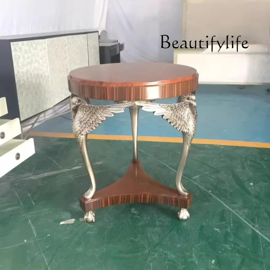 

High-end neoclassical side table corner table French European solid wood carving edge corner table