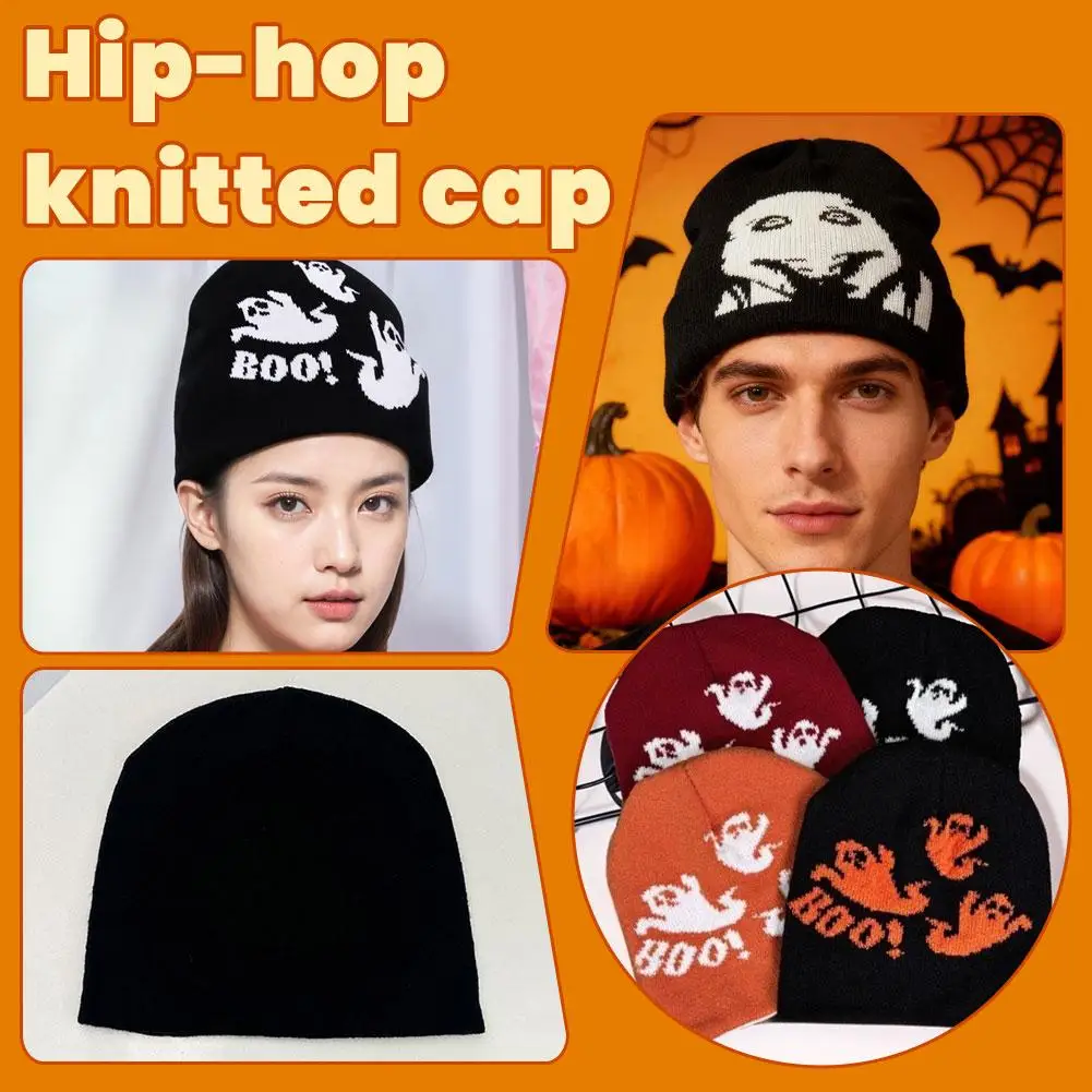 Halloween Unisex Street Funny Hip Hop Knitted Hat Comfortable Warm Soft Contrasting Knitted Hat Holiday Parties Fashion Knit Hat