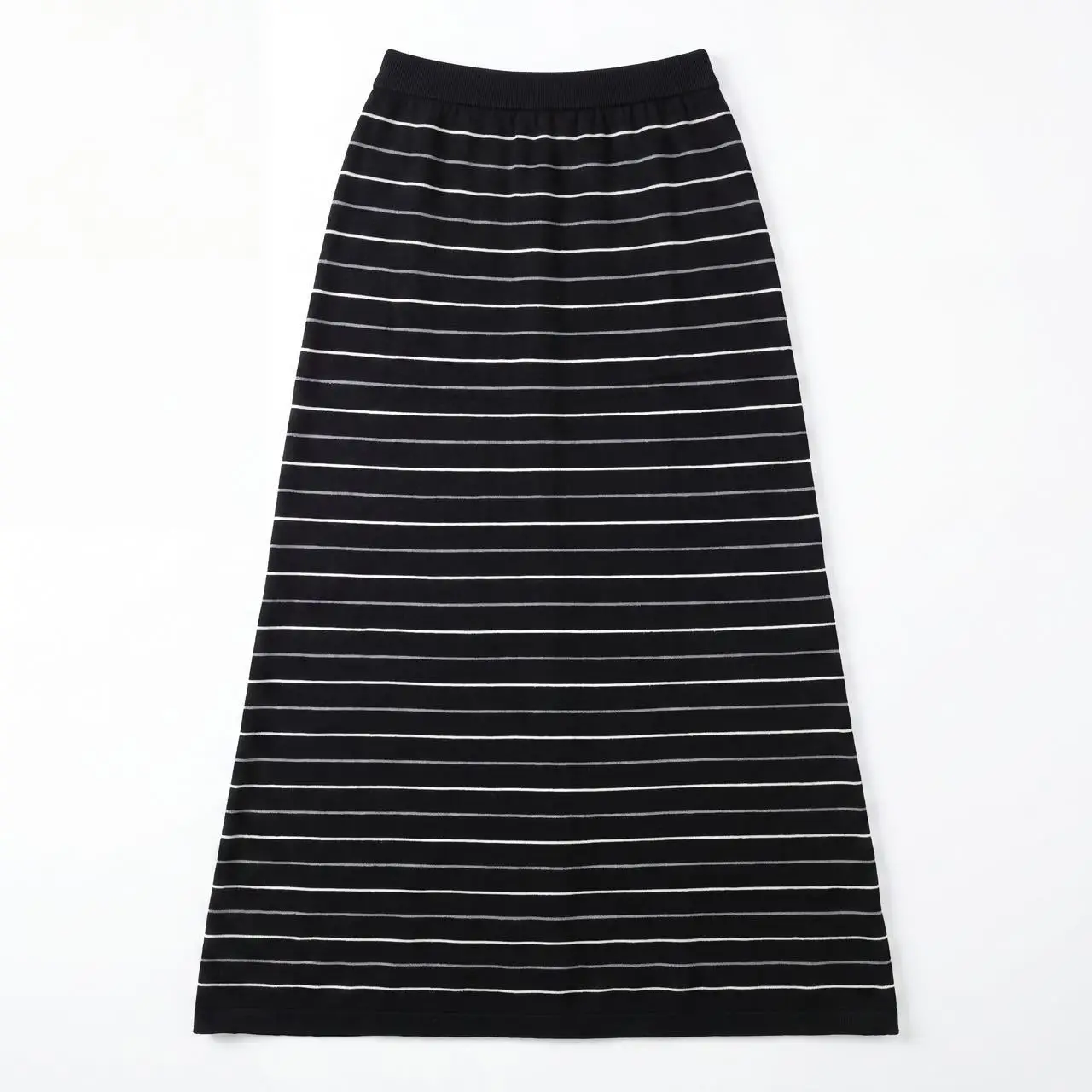 Winsleter-Wool Blended Elegant Knit Skirts, Elastic Waist Striped, Women French Versatile Straight Skirts, 2026 Autumn B68714CC