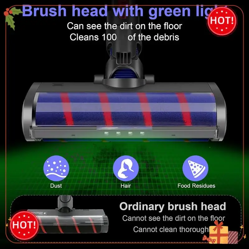 Acessório de escova de piso elétrica a vácuo para dyson v7 v8 v10 v11 g5 cabeça de escova de rolo macio com luzes de poeira led