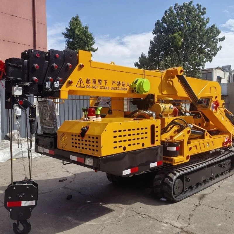 Indoor hoisting spider crane 2 tons 5 tons crawler crane aerial work mobile small folding