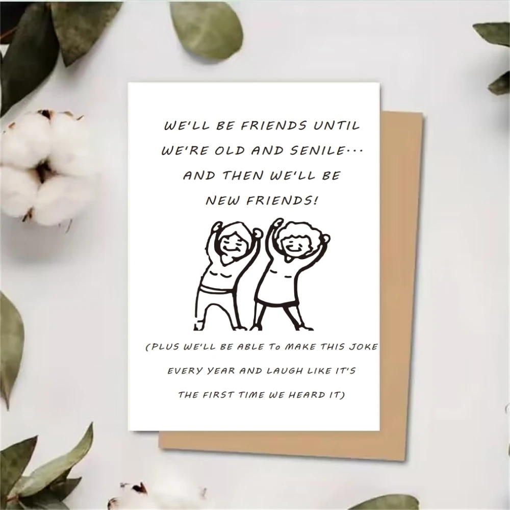 유머러스한 가장 친한 친구 생일 인사 카드, 봉투 포함, '노년까지의 친구', 정품 인사 카드, 10 개