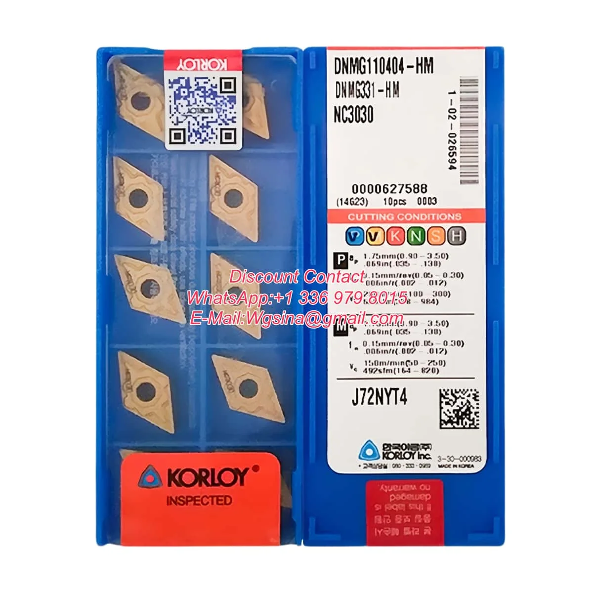KORLOY 100% Original DNMG DNMG110404 DNMG110408 PC9030 NC3120 HM HF Turning Tool DNMG11 Insert Quality CNC Lathe Insert Tools