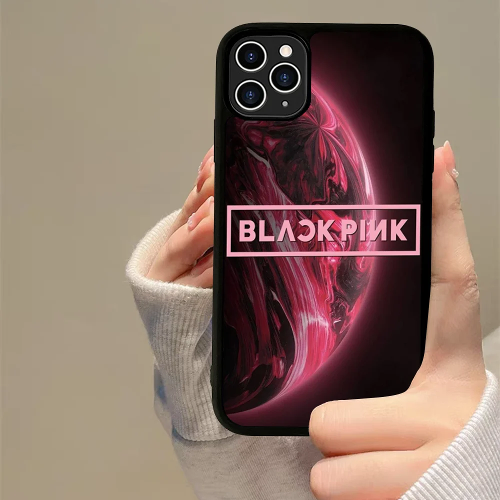 Kpop-B-Black Fashion P-Pinks Phone Case Silicone PC+TPU For Samsung S10 20 30 22 23 24 Plus Lite Ultra Cover