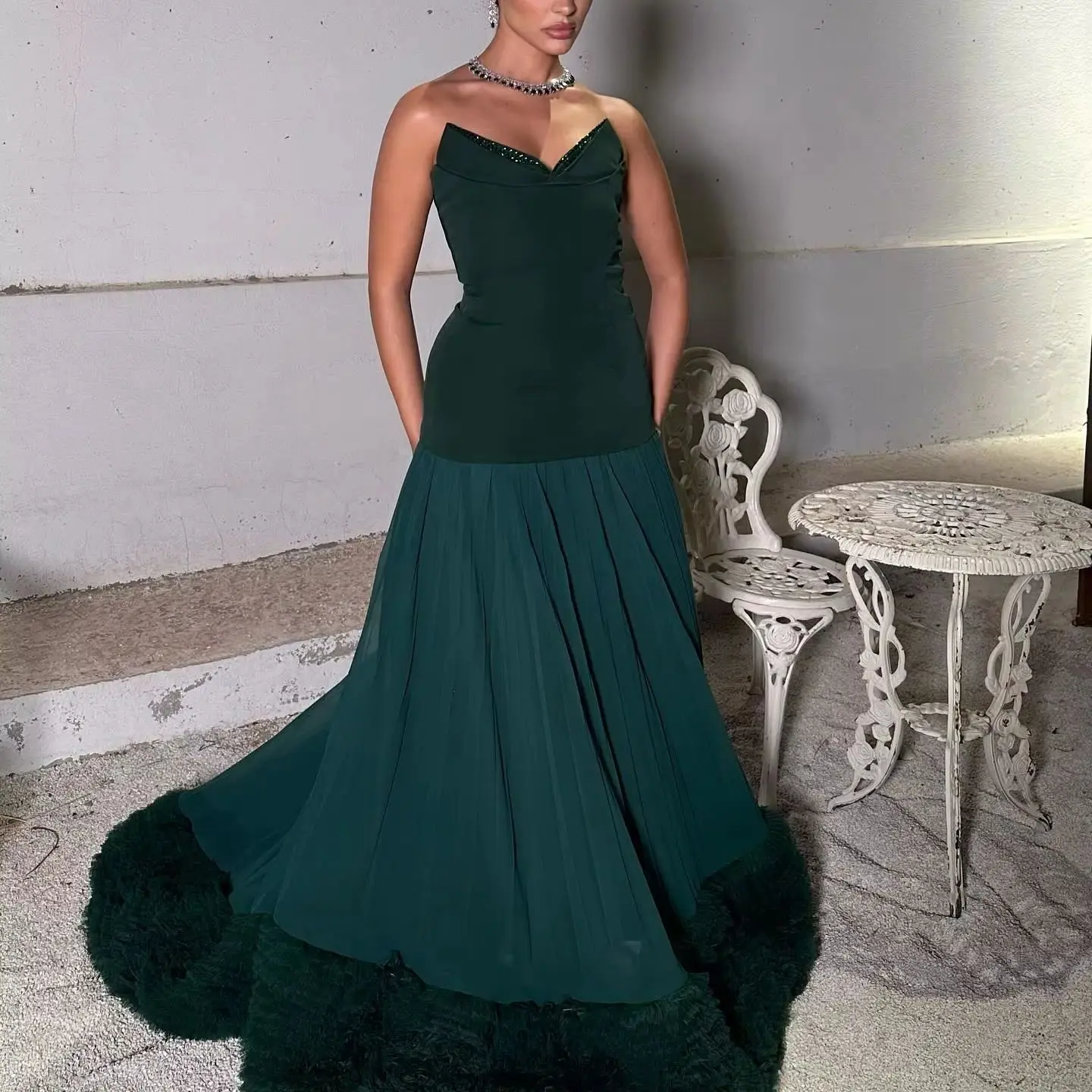 Elegant Evening Dresses Women Fashion Waist Slim A-line Spliced Prom Dress Female Off-shoulder Velvet Patchwork Evening Gown