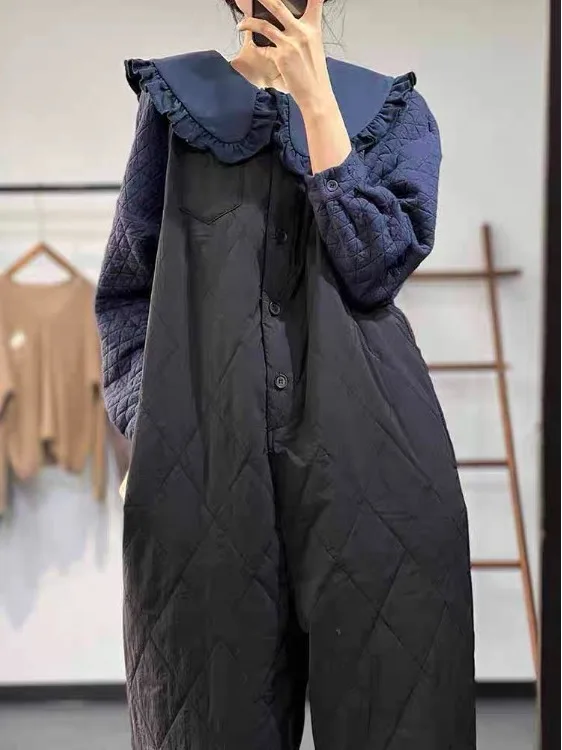 本物の冬用暖かいハーレムワンピース、スイートスレダイヤモンドパターンコットンハイウエストレディースカジュアルパンツ、快適なルーズフィット