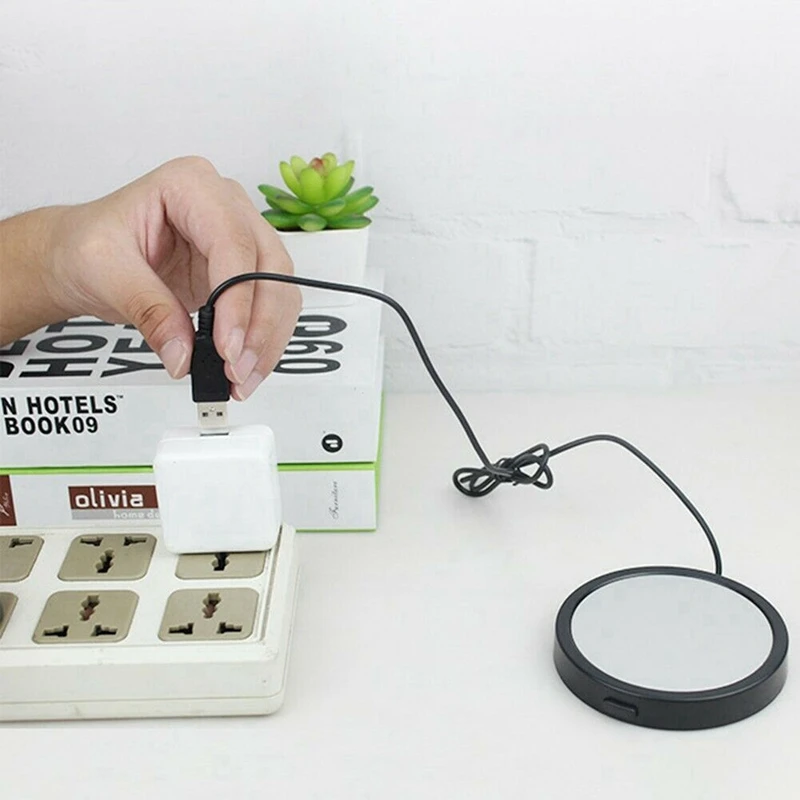 Coaster pemanas cangkir 10W, untuk bantalan Mug teh portabel dapat diisi ulang USB hangat
