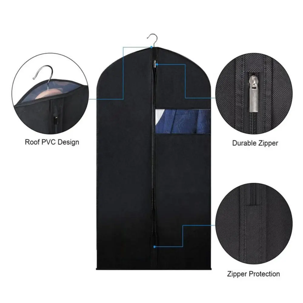 Garment Bag Clothes Dust Bag Clothing Cover PEVA Hanging Storage Bag Waterproof Black Grey Closet Organizer Coat Suit Dress