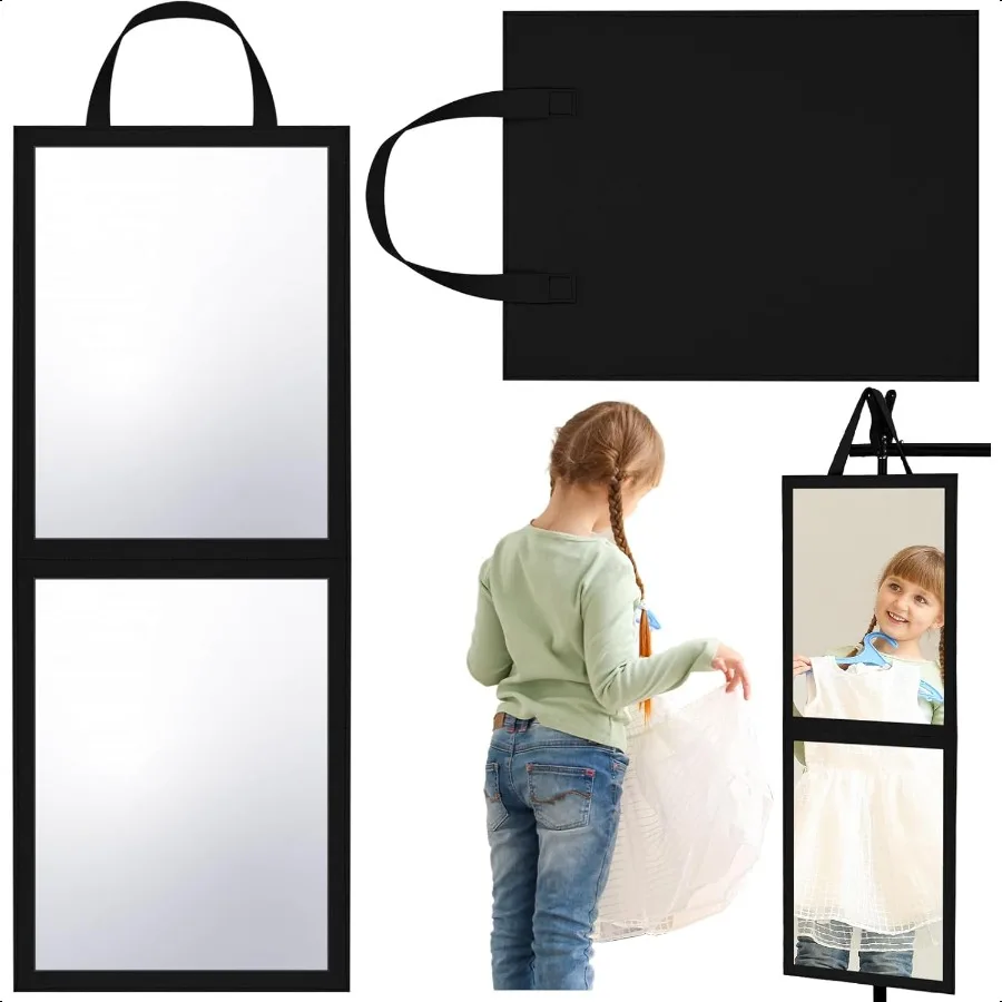 

Travel Hanging Mirror Full Length for Dance Bag Foldable Backstage Mirror for Dancers Artists Aestheticians Home Spa Dance Comp