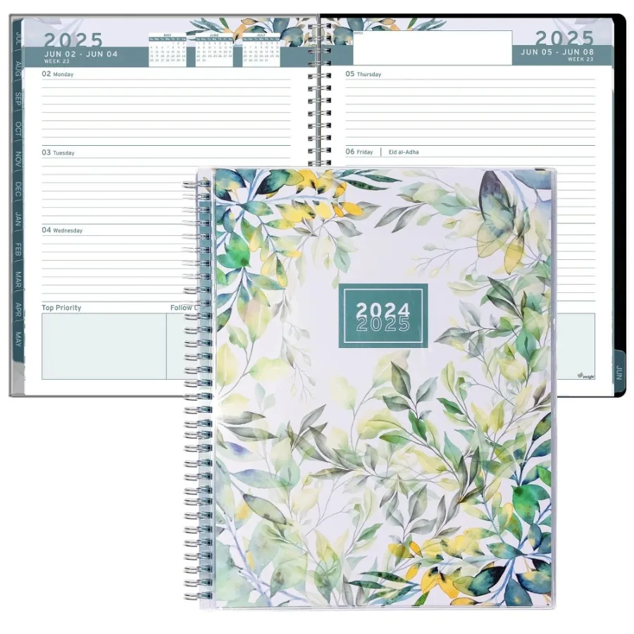 

Aesthetic Planner Academic Year July 2024 June 2025 8.5x11 inch with Weekly and Monthly Calendar pages Daily Planner for Office
