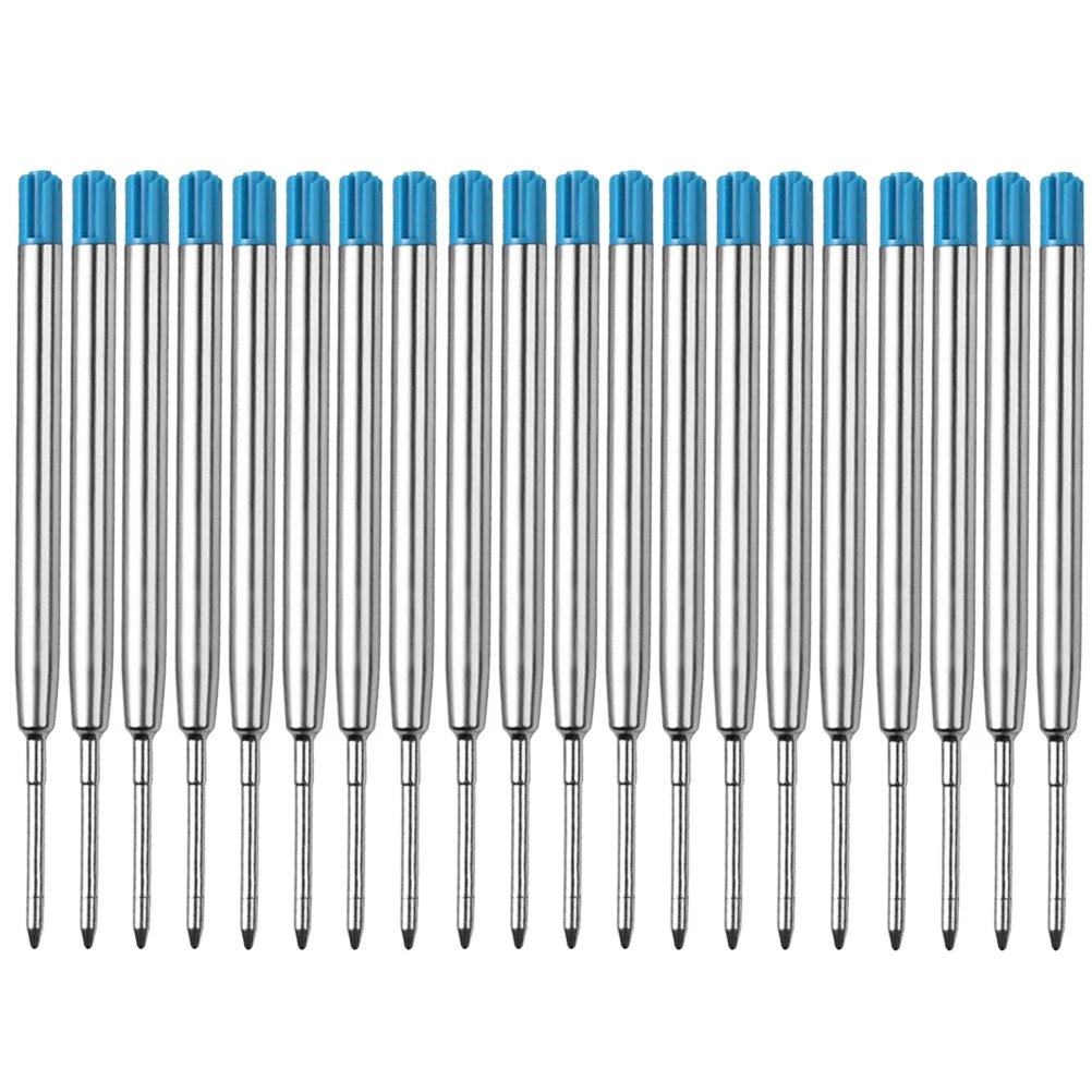 

20 шт., стержни для гелевых чернильных ручек, 1 мм, металлический наконечник, герметичные, гладкие, для рукоделия, ведения журнала, сменные стержни для рисования