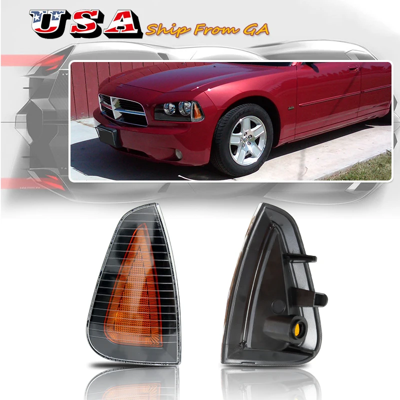 

2Pcs Car Side Marker Turn Signal Light Cover Replacement for Dodge Charger LX SRT8 2006-2010 4806218AD 4806219AD CH2550124