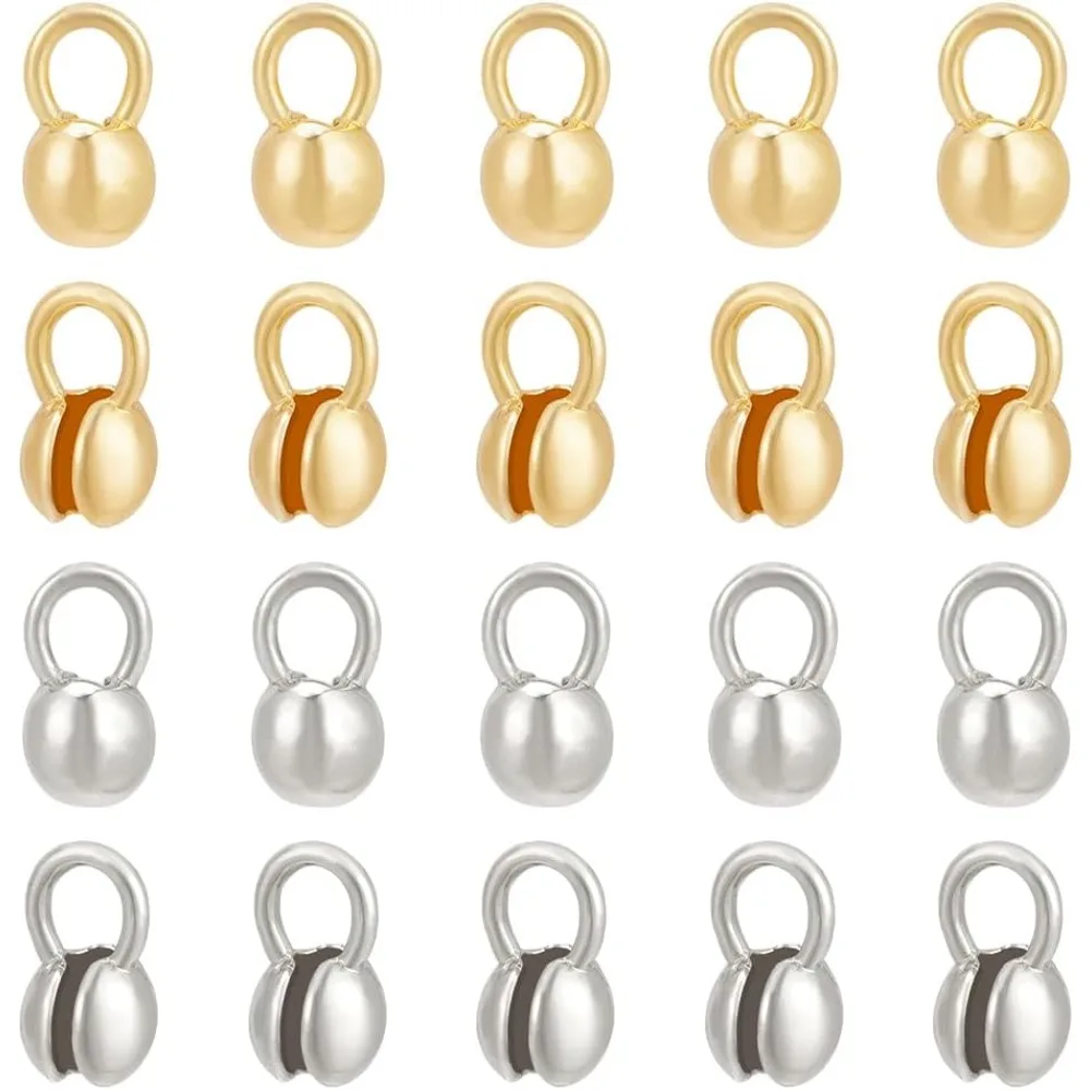 20Pcs 2 Colors Alloy Bead Tips /Round Bead Tips Calotte Ends Clamshell Knot Cover for Jewelry Making DIY Findings