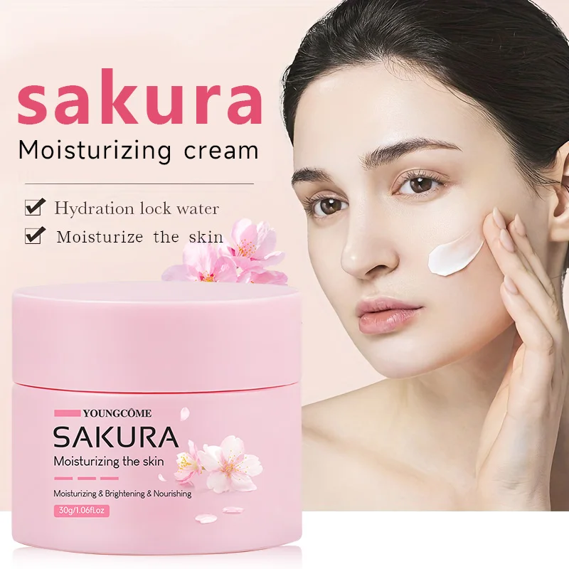 Krem Sakura Essence, nawilżający krem ​​do twarzy z kwiatem wiśni dla suchej i szorstkiej skóry, intensywne nawilżenie, naprawa skóry, delikatny i delikatny blask