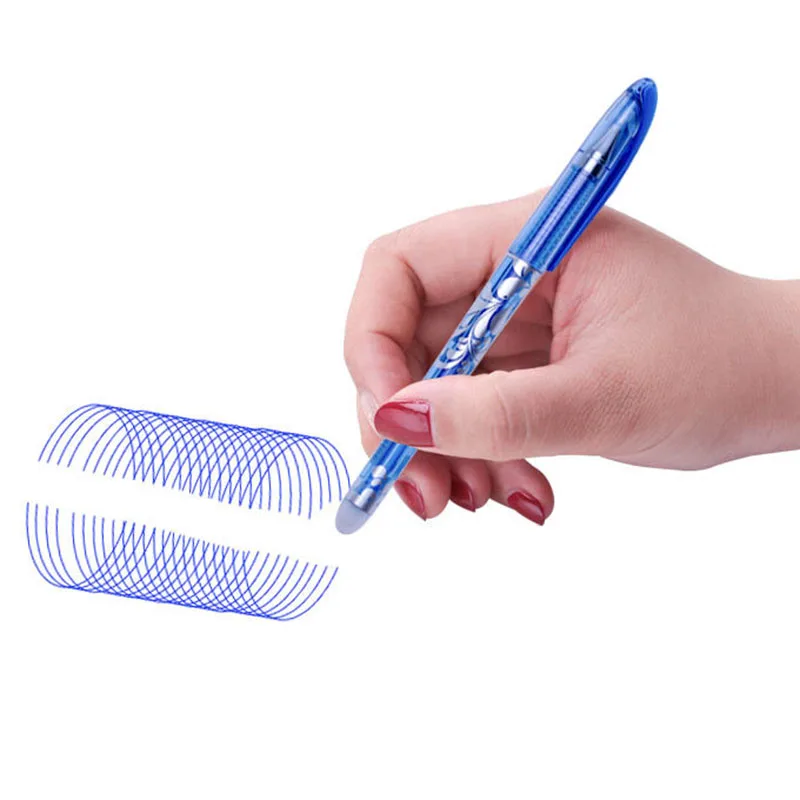 Imagem -05 - Canetas Gel Apagáveis com Alça Lavável Tinta Azul e Preta Escrita e Escola Artigos de Papelaria para Escritório Reposição para Exame 05 mm Peças por Conjunto