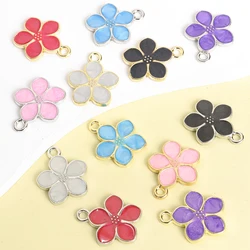 Dijes esmaltados coloridos de estilo Sakura para joyería, collar, pendientes, cadena de teléfono, accesorios colgantes de flores, 10 piezas