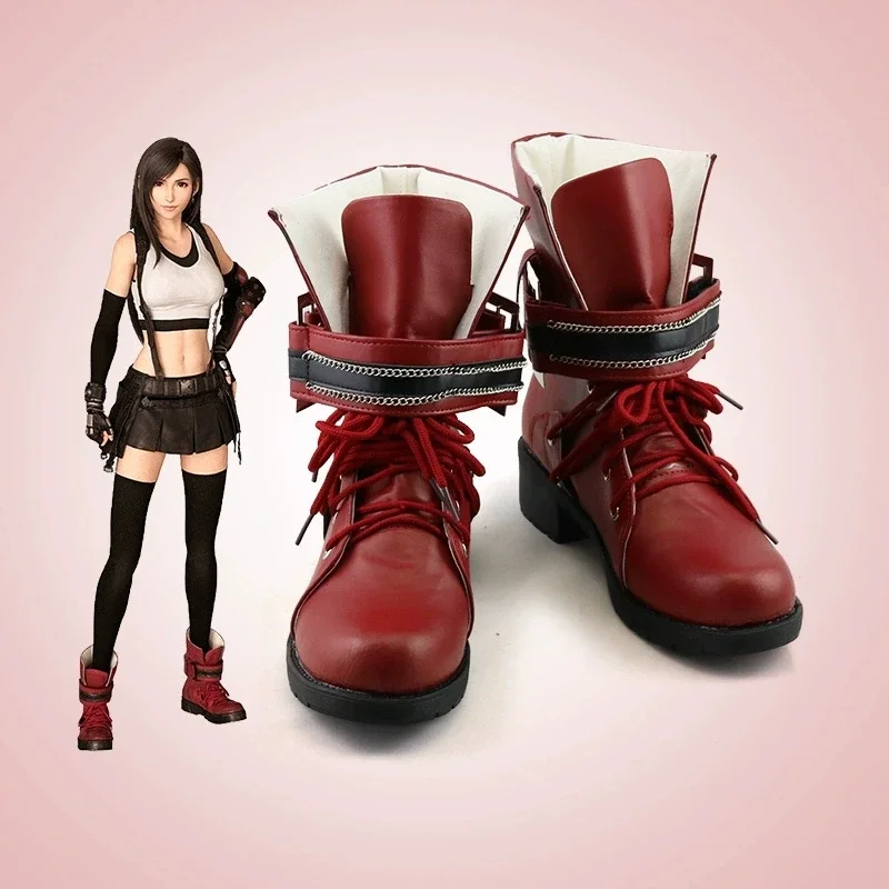 

Halloween Carnival Party Cosplay Shoes Boots Costume Anime FF7 Final Fantasy 7 Tifa Lockhart