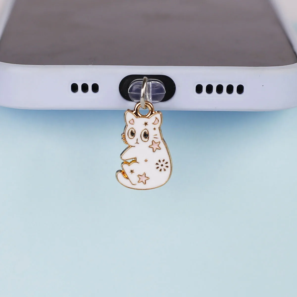 Staubschutz-Anhänger für Mobiltelefone, niedlicher Stern-Mond-Katzen-Anhänger, geeignet für iPhone und Type-C-Anschlüsse. – Detail 5