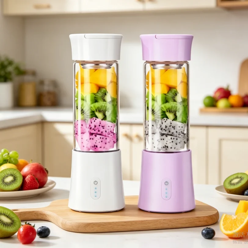 

380ml Portable Juicer Blender USB Rechargeable 2200mAh Battery PP+Stainless Steel 304 Glass Container Free Spare Parts